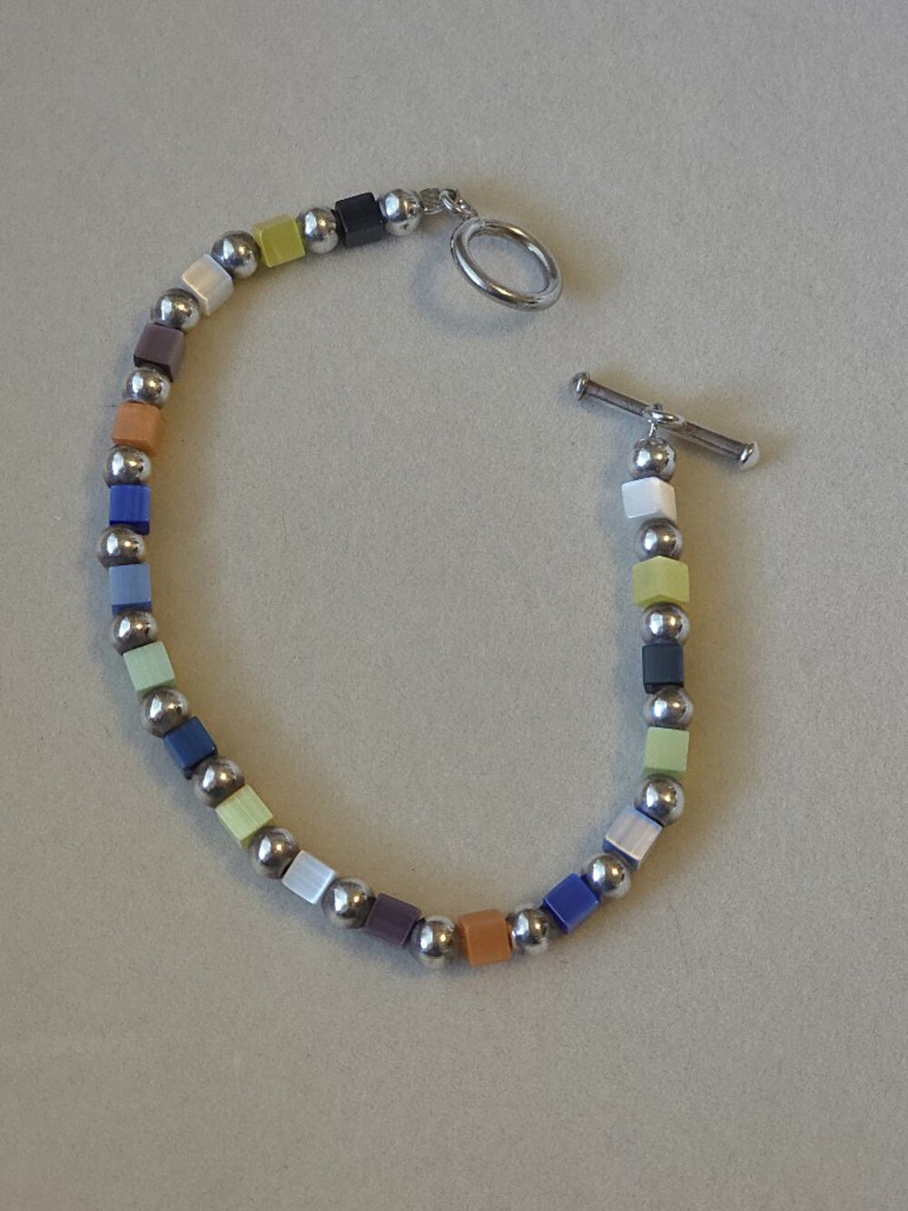 Silpada B0641 Moonglow Glass Bead Sterling Silver Bracelet Toggle Vintage